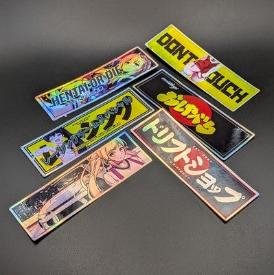 Japanese Anime Girl Drift JDM Manga Hentai Stickers Shiny Holographic Decals 6pk