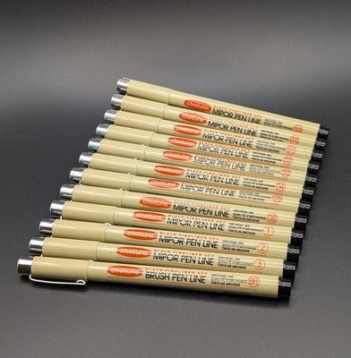 Black Fineliner Brush Pen 12 Pack Manga Sketch Illustration Line Art 