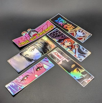 Japanese Anime Girl Drift JDM Manga Hentai Stickers Shiny Holographic Decals 6pk