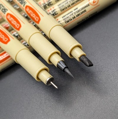 Black Fineliner Brush Pen 12 Pack Manga Sketch Illustration Line Art 
