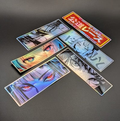 Japanese Anime Girl Drift JDM Manga Hentai Stickers Shiny Holographic Decals 6pk