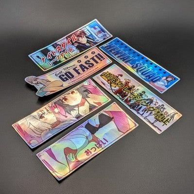 Japanese Anime Girl Drift JDM Manga Hentai Stickers Shiny Holographic Decals 6pk
