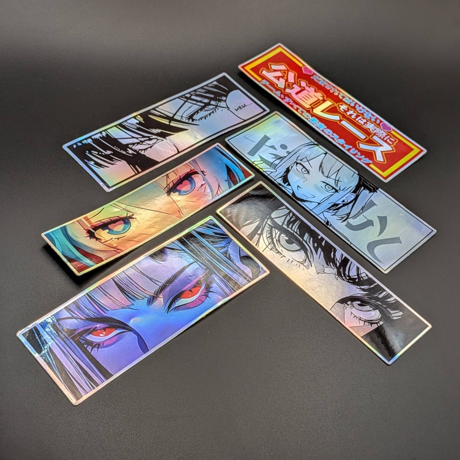 Japanese Anime Girl Drift JDM Manga Hentai Stickers Shiny Holographic Decals 6pk