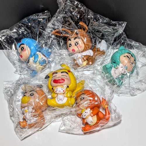 Shin Chan Pokemon Figure Pikachu Eevee Psyduck Squirtle Charmander Bulbasaur PVC