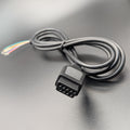A black multi-pin connector cable with a 9 pin plug, shown on a dark gray background.