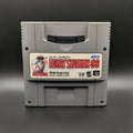Derby Stallion 96' video game cartridge for Nintendo's Super Famicom (SFC) Entertainment System, shown standing up and facing forward on a dark grey background.
