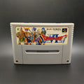 Dragon Quest 6 video game cartridge for Nintendo's Super Famicom (SFC) Entertainment System, shown standing up and facing forward on a dark grey background.