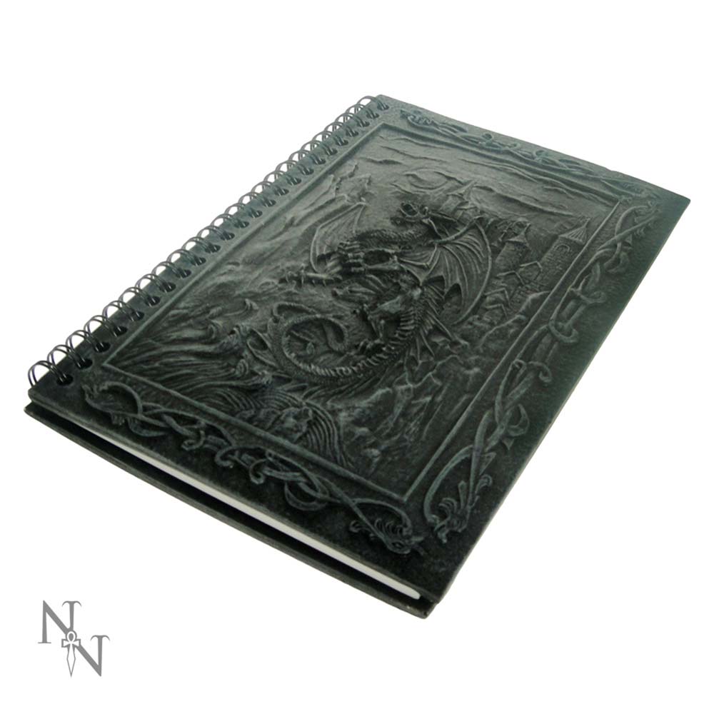 Notebook with a dragon design on a white background