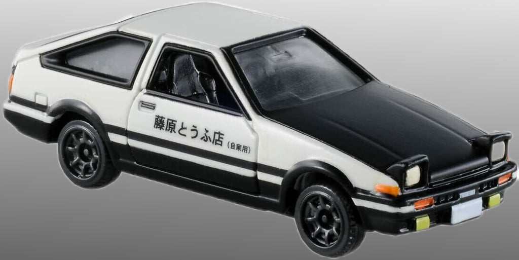 DreamTomica #145 AE86 Trueno from Intial D. stock photon a grey backgroubd background.