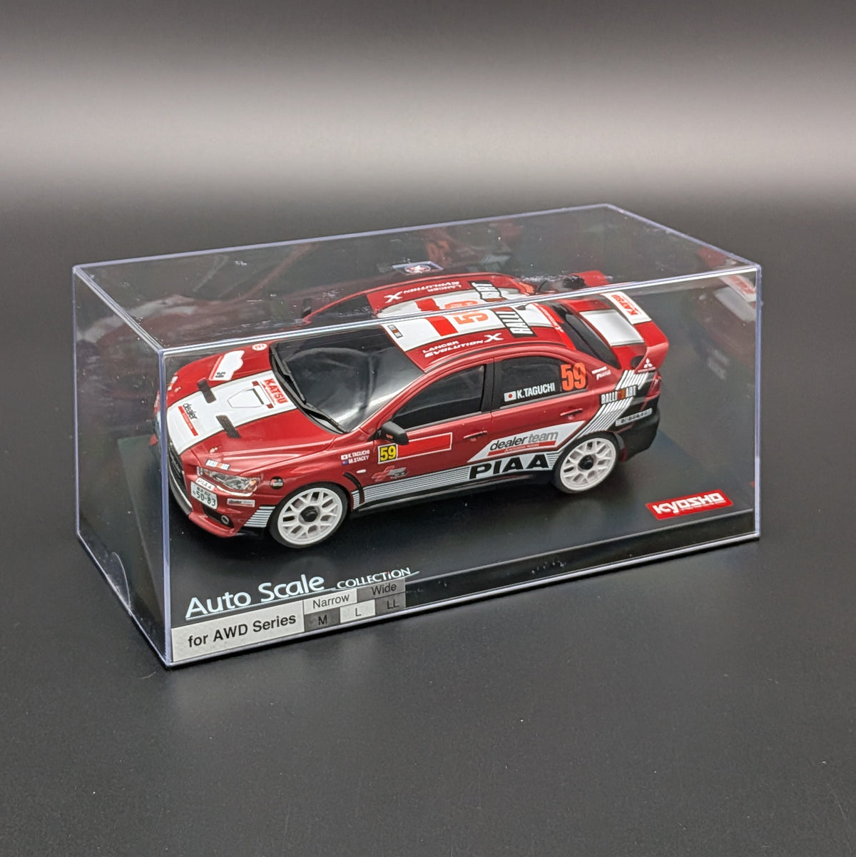 Kyosho MINI-Z 1:27 Auto Scale Mitsubishi Lancer Evolution X #59 Dealer Team (MZP462M)