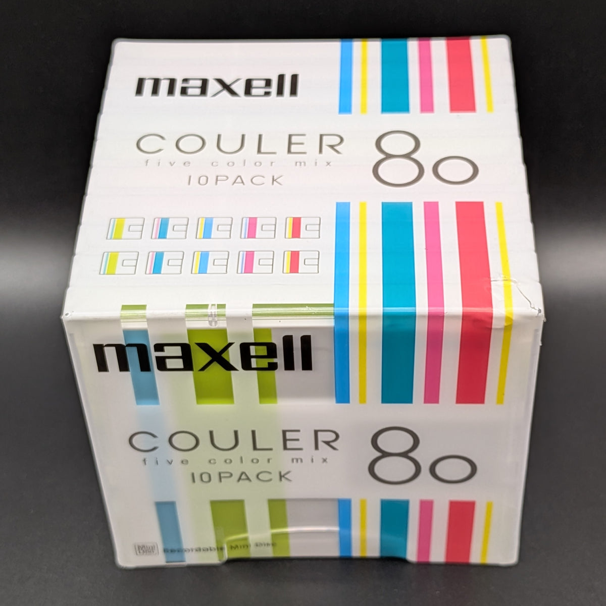 Maxell Couler MiniDiscs Five Color Mix New Blank Recordable MD80 10 pack