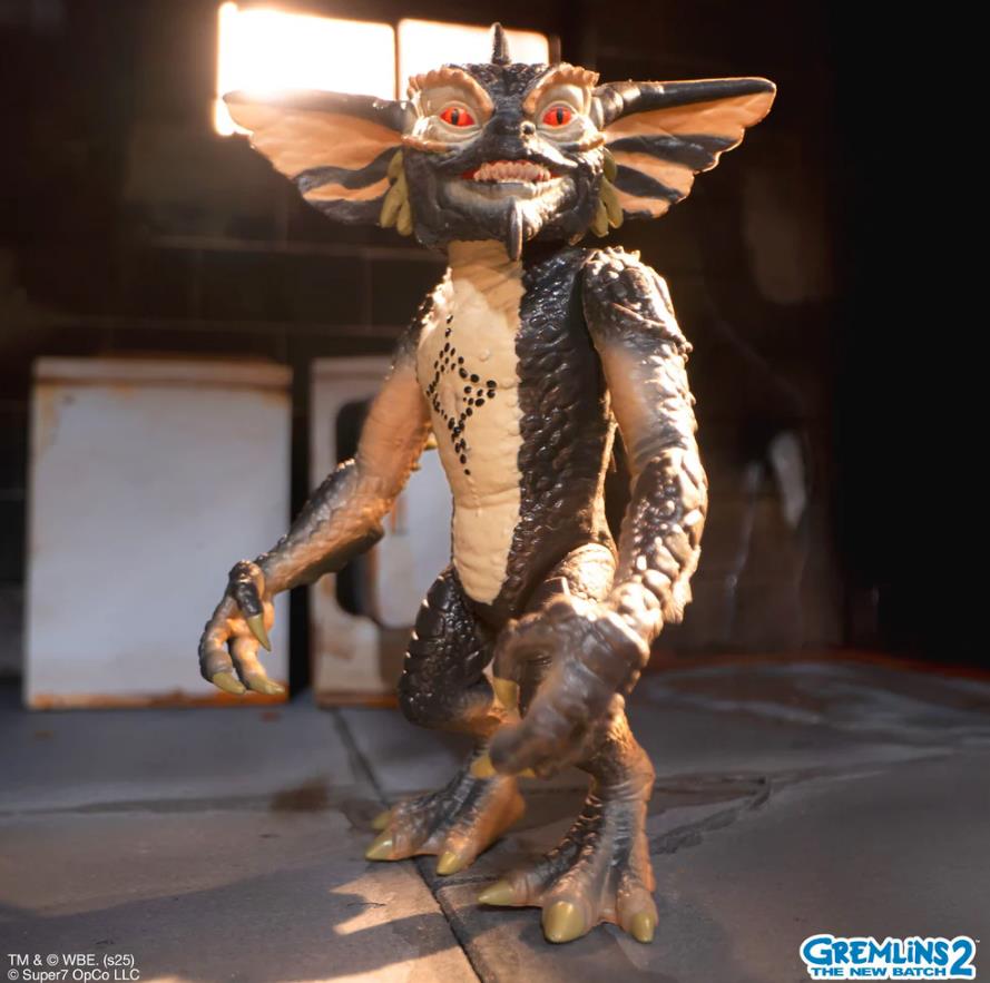 Gremlin action figure from Gremlins 2 with a dark background