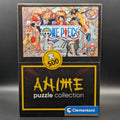One Piece Straw Hat Crew puzzle still sealed in Clementoni's signature square box. The box features a detailed, colourful illustration of Luffy, Nami, Zoro and the crew. Facing forwards, displayed on a dark grey background.