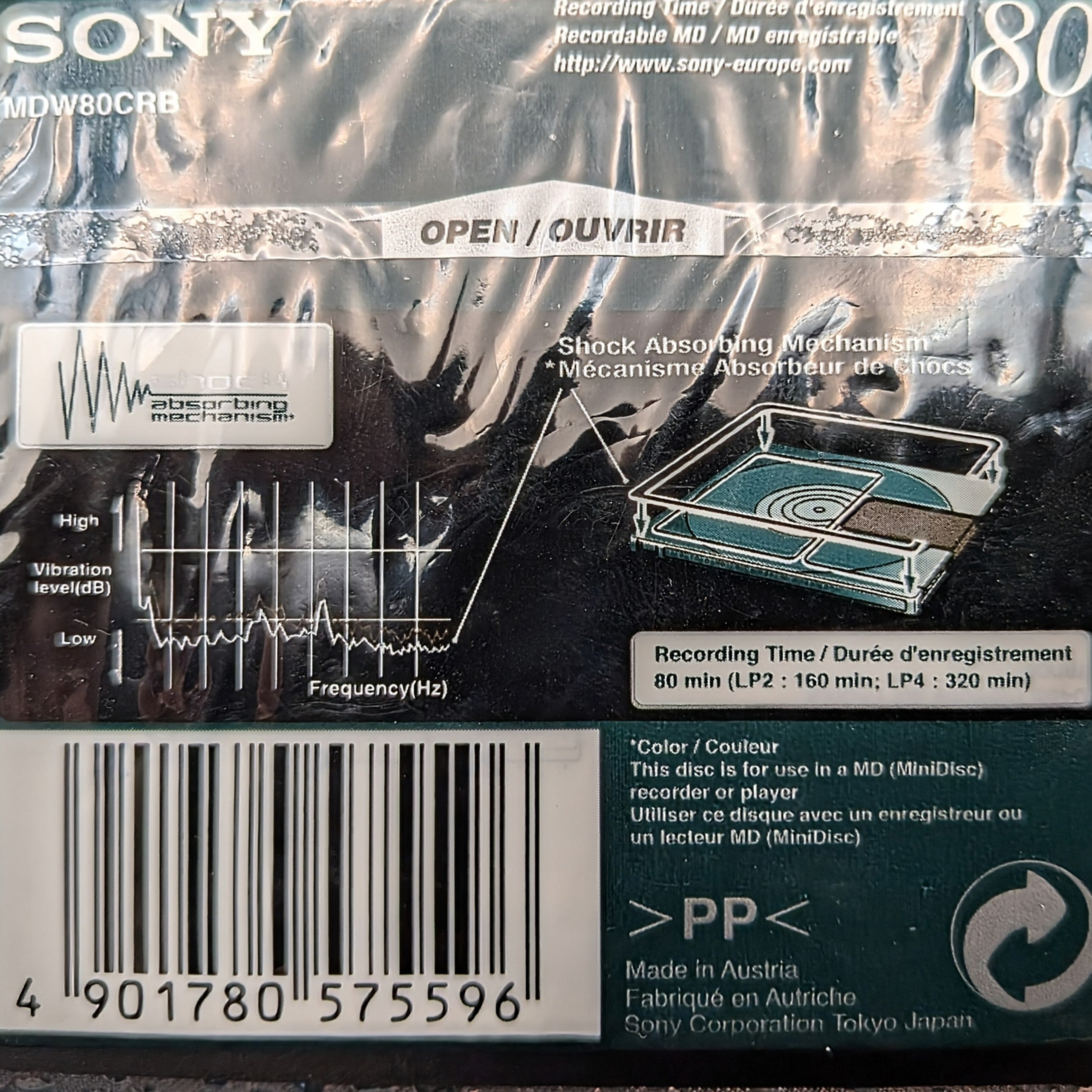 Sony Color Mix Recordable MiniDisc | MD80 80 Minutes | Black | Brand New