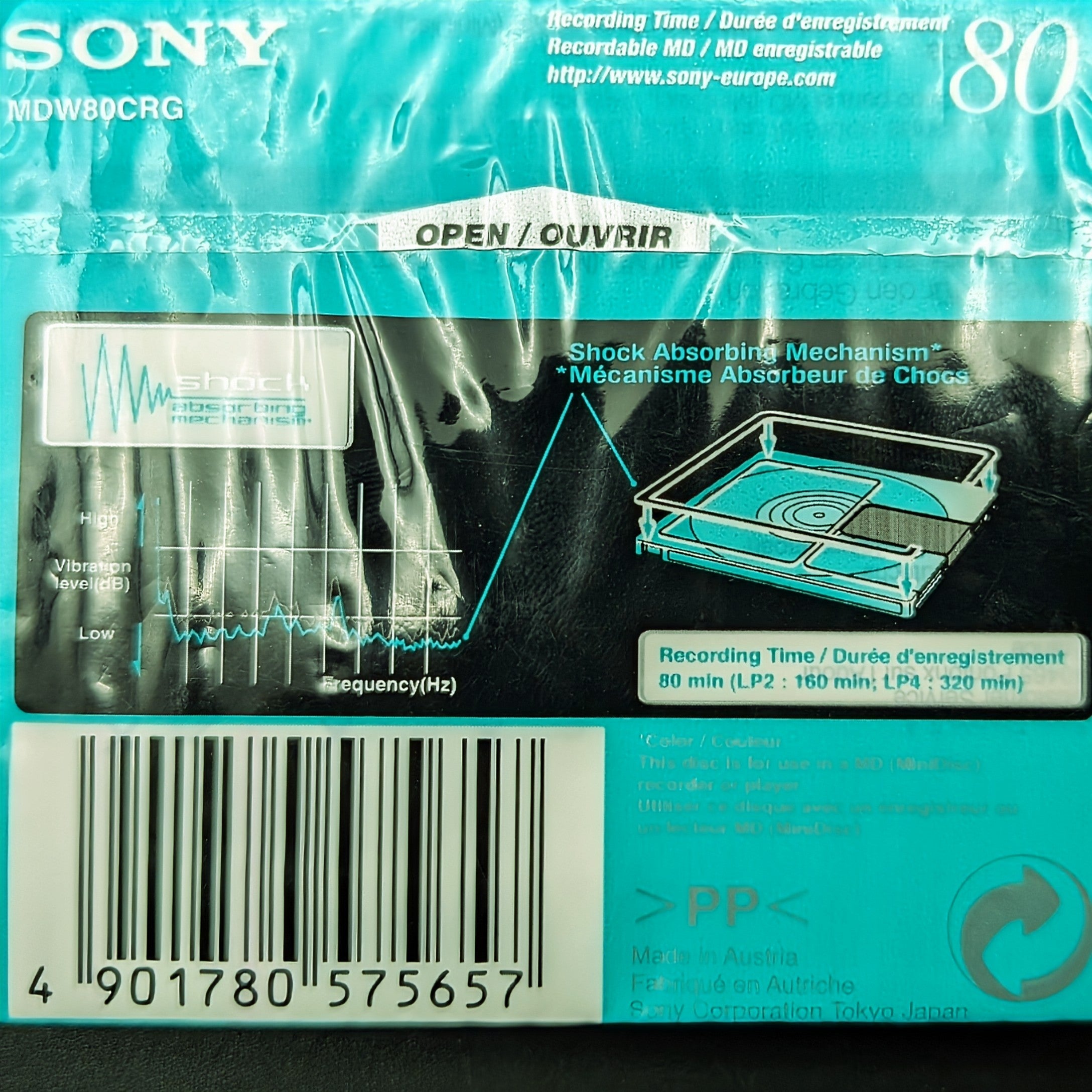 Sony Color Mix Recordable MiniDisc | MD80 80 Minutes | Green | Brand New