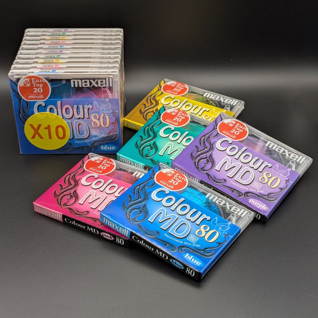Maxell Colour MiniDiscs New Blank Recordable MD80 Sealed Made In Japan