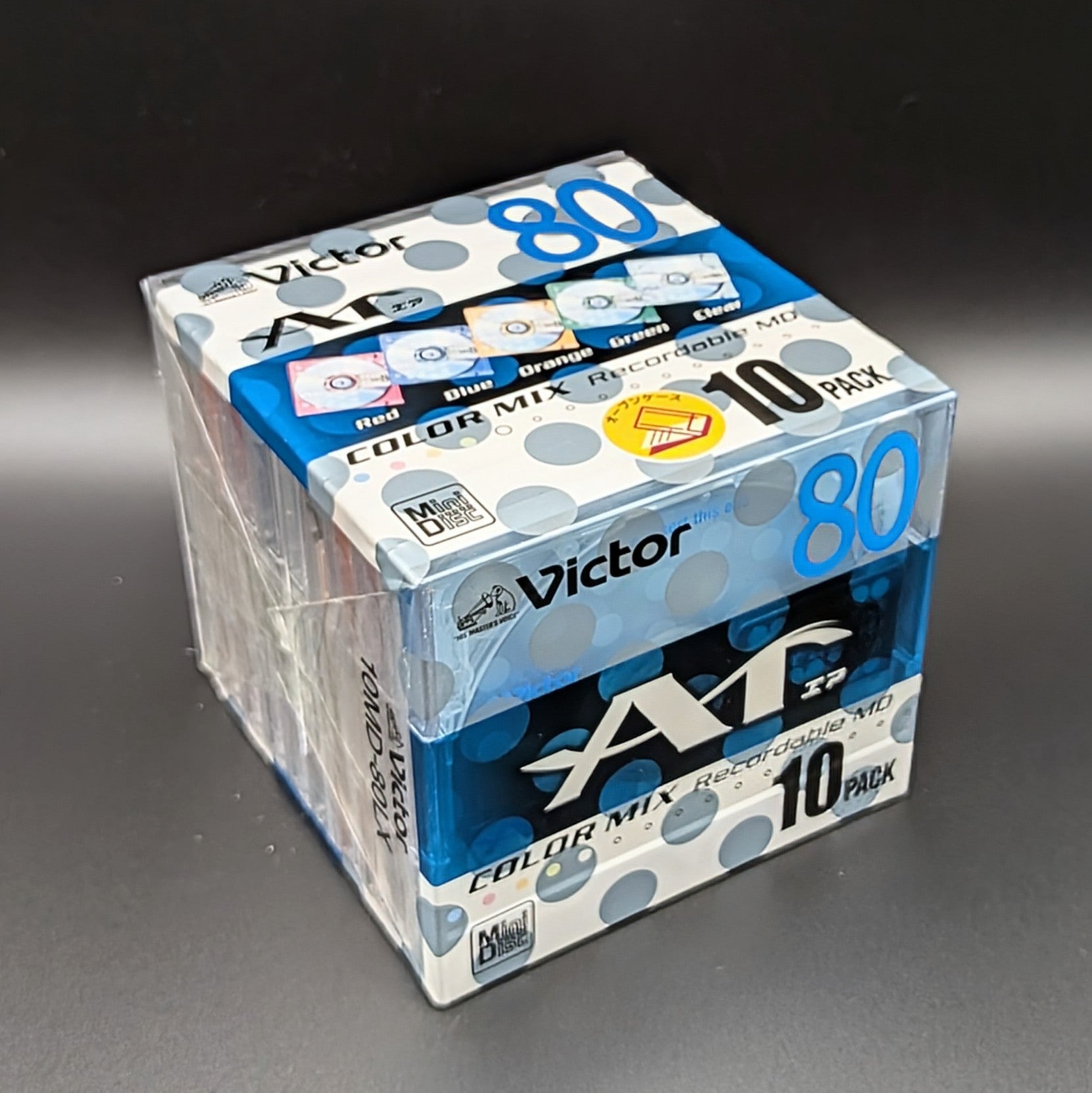 Victor (JVC) MiniDiscs Color Mix MD80 SEALED pack of 10 - Japanese (10MD-80LX)