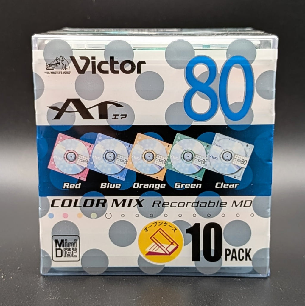 Victor (JVC) MiniDiscs Color Mix MD80 SEALED pack of 10 - Japanese (10MD-80LX)