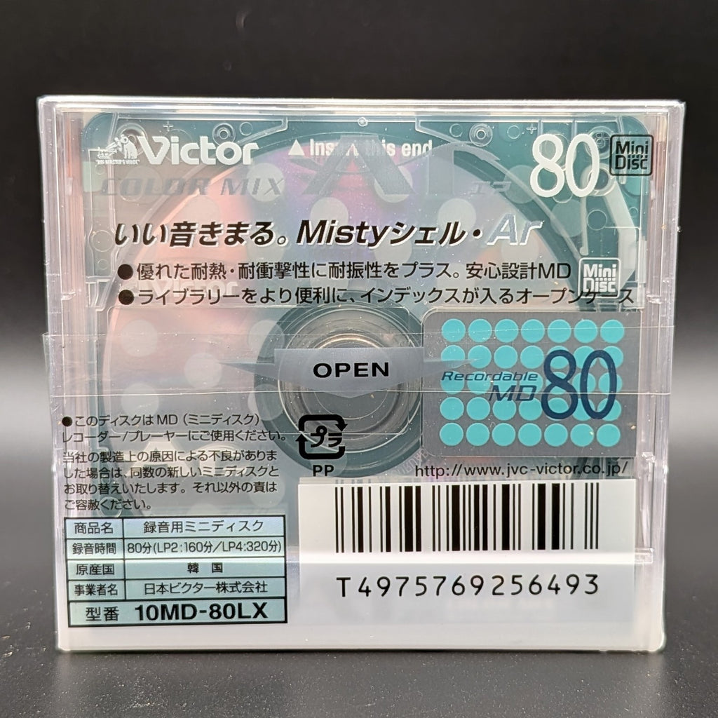 Victor (JVC) MiniDiscs Color Mix MD80 SEALED pack of 10 - Japanese (10MD-80LX)