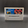 Pro Football (SHVC-FB) video game cartridge for the Super Famicom Entertainment System, shown standing up and facing forward on a dark grey background.
