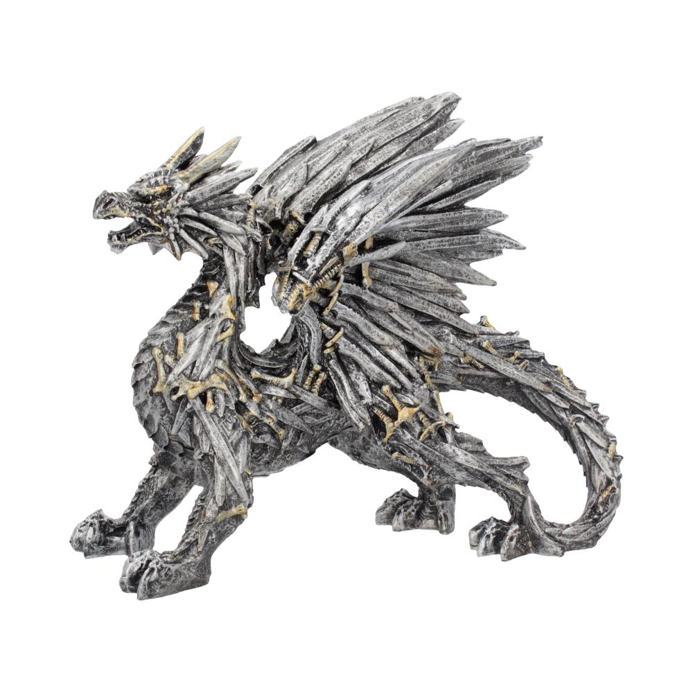 Decorative dragon figurine with detailed wings on a white background
